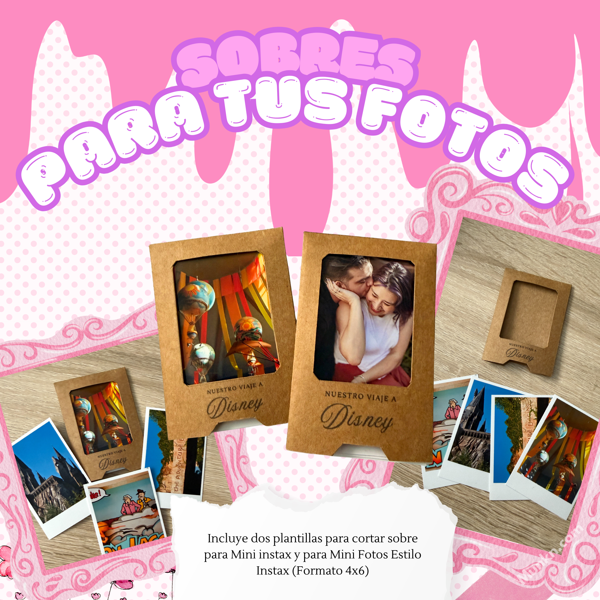 Sobres para Fotos Estilo Instax (Plantilla Imprimible 11x8.5)