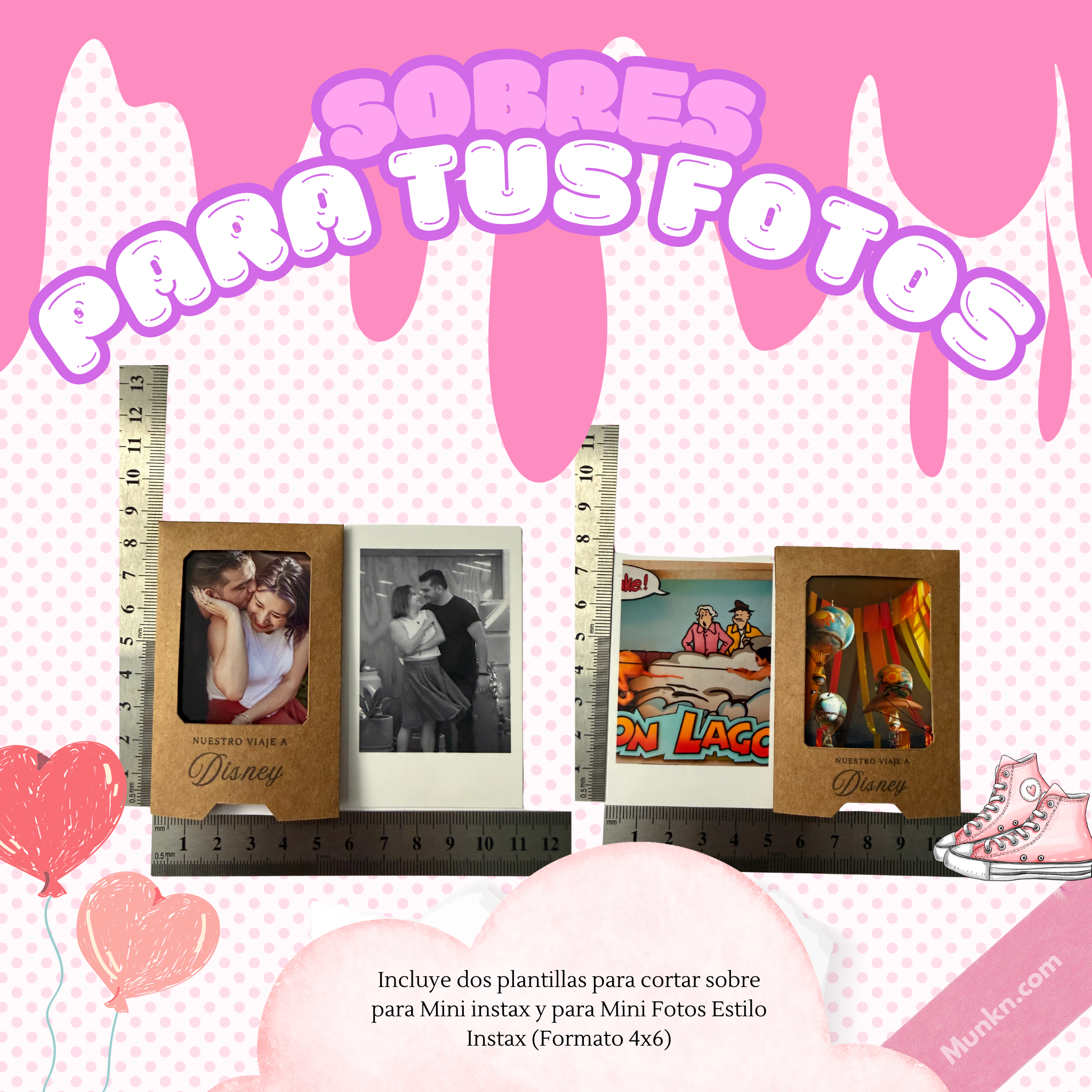 Sobres para Fotos Estilo Instax (Plantilla Imprimible 11x8.5)