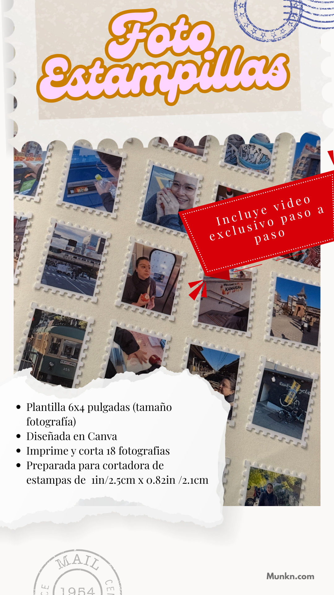 Plantilla Canva para Foto Estampillas Imprimibles (Formato 4x6)