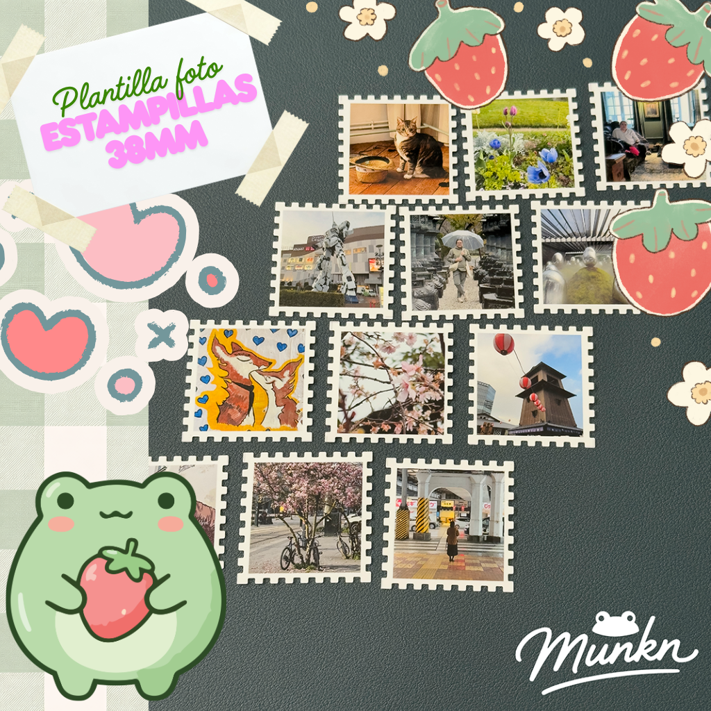 Plantilla Canva para Foto Estampillas Cuadradas 4x6 (3.8 × 3.8 cm)