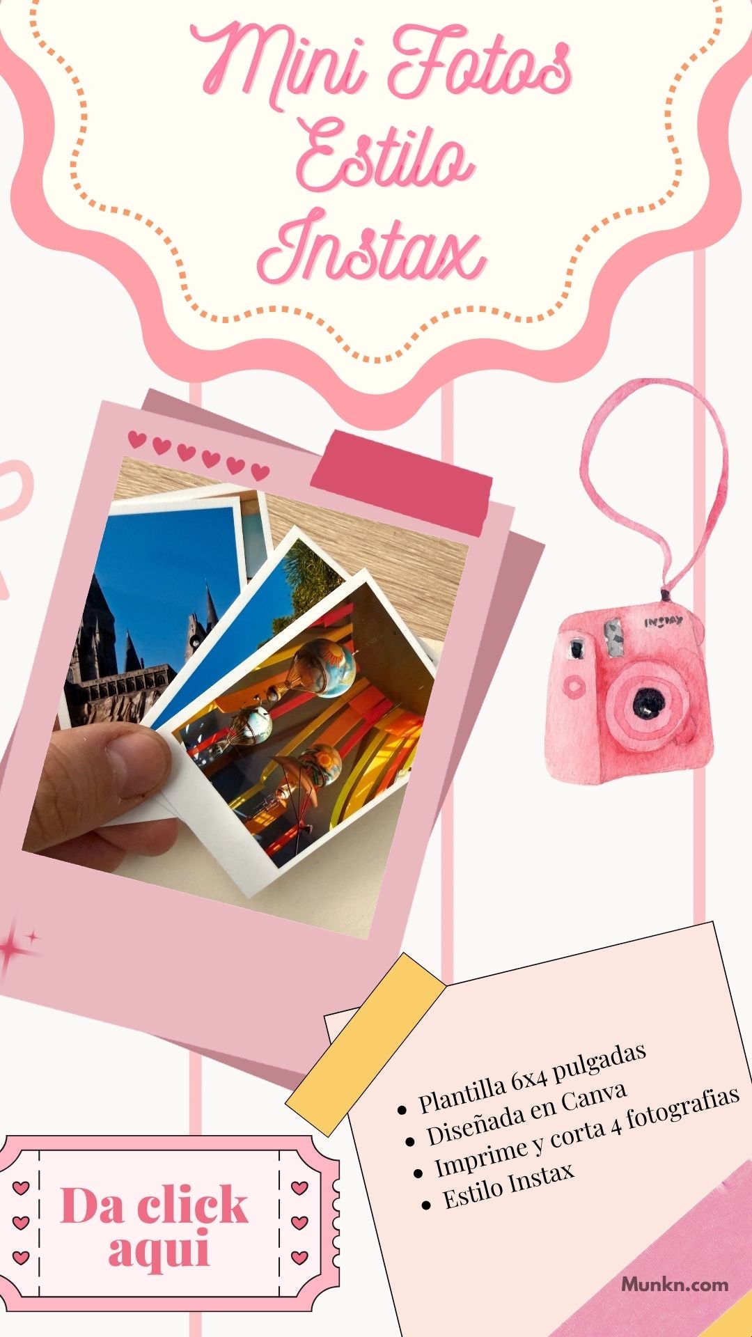 Plantilla Canva para Mini Fotos Estilo Instax (Formato 4x6)