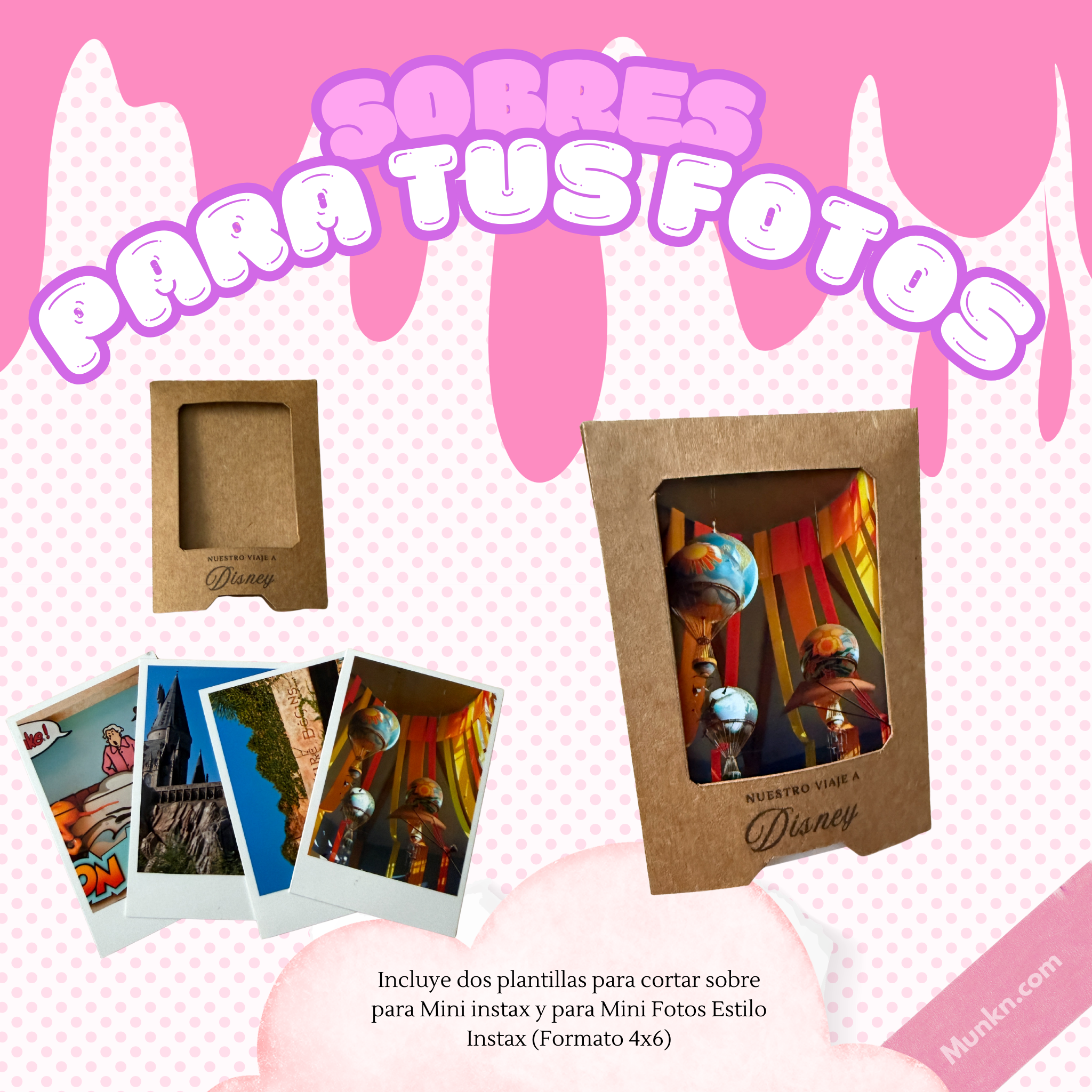 Sobres para Fotos Estilo Instax (Plantilla Imprimible 11x8.5)